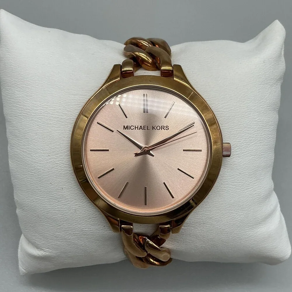 Michael Kors Runway MK-3223G Womens Watch 41mm Rose Gold Tone New Battery 8